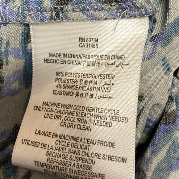 BCBGeneration Blue Abstract Long Sleeve Faux Wrap Mini Sheath Dress Size XS - Picture 5 of 5